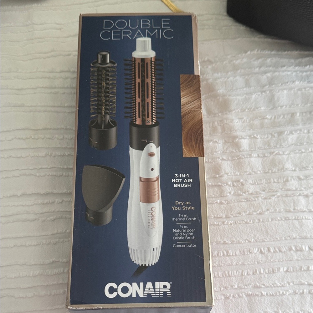 Conair Double Ceramic 3-in-1 Hot Air Brush - White and Black